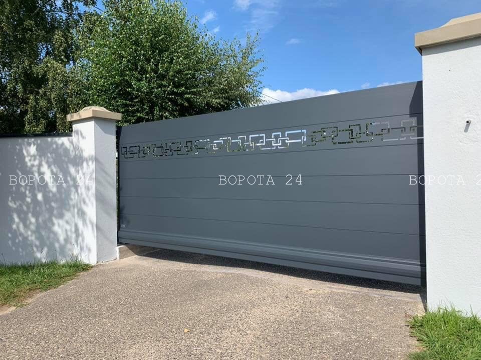 откатные уличные ворота из профнастила